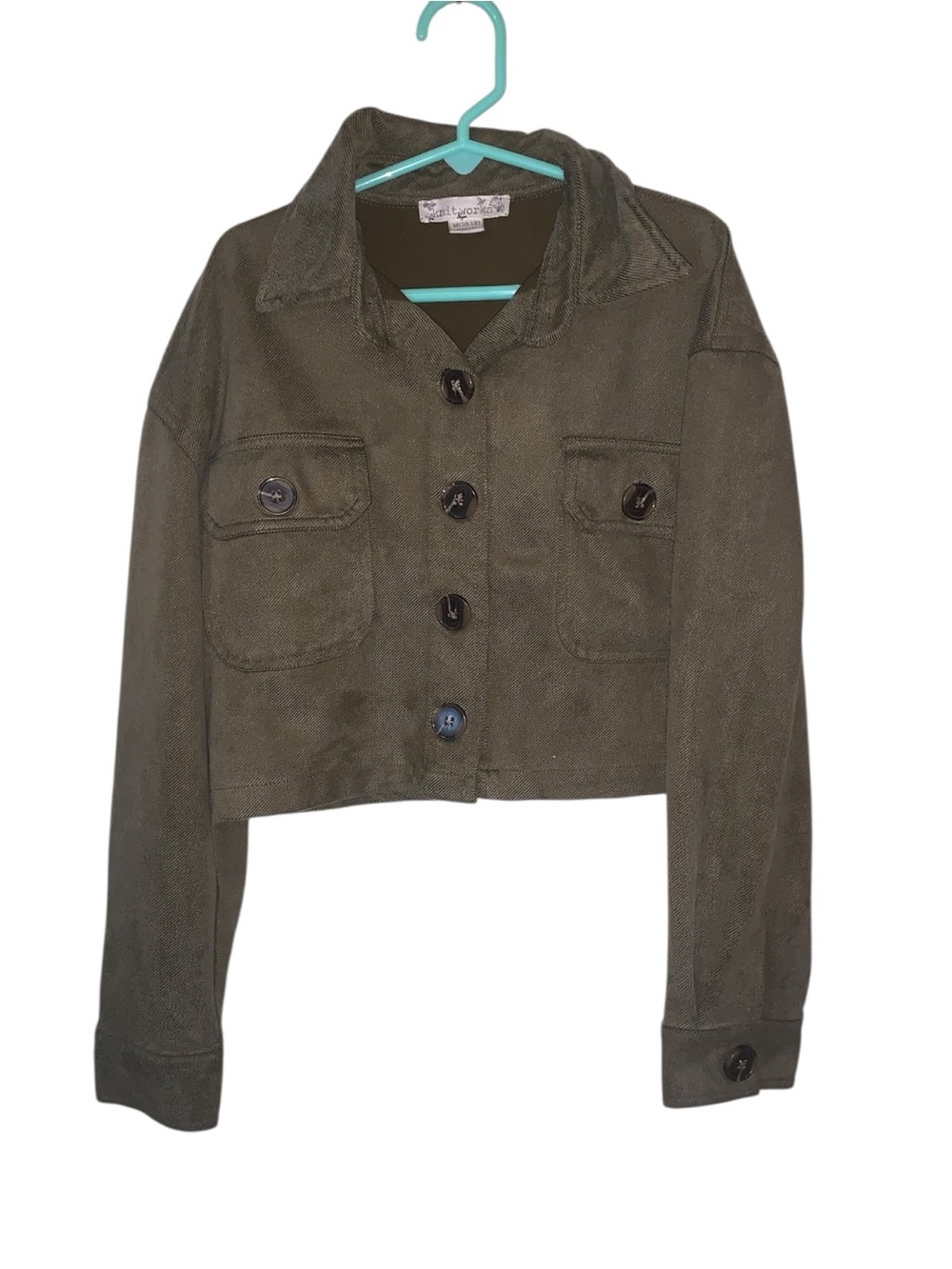 Knitworks Olive Green Cropped Utility Jacket Girls 10/12